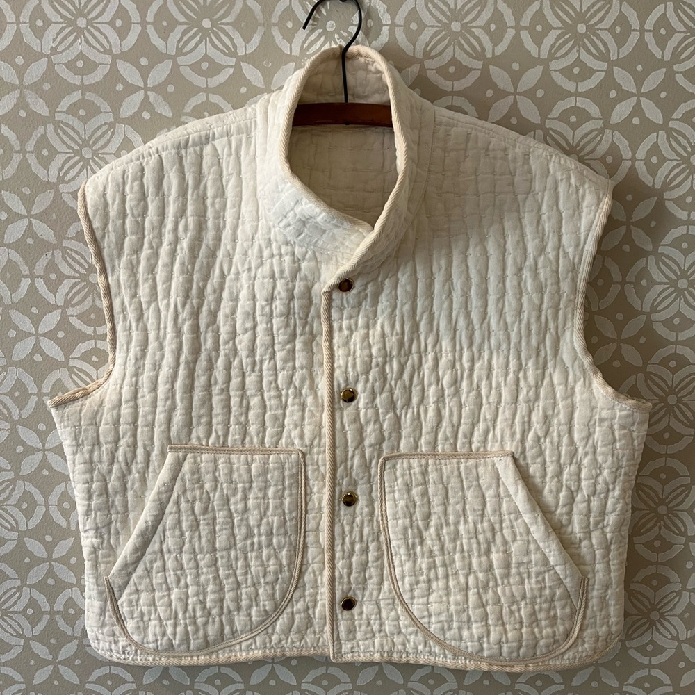 Women's Cream Quilted Vest